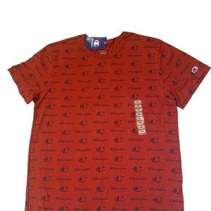 Champion Red Short Sleeve Tee with Iconic Logo